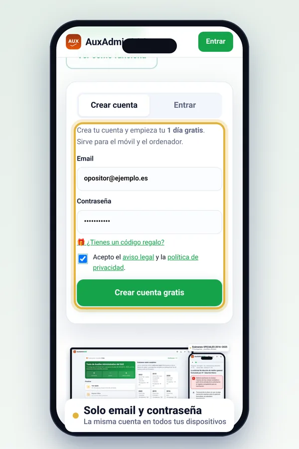 Pantalla de registro