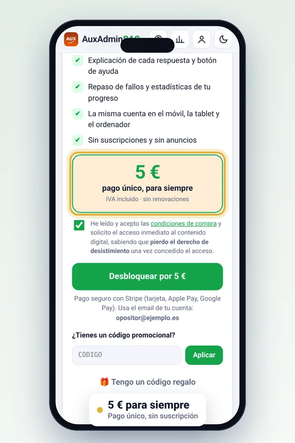 Pantalla de desbloqueo por 5 euros